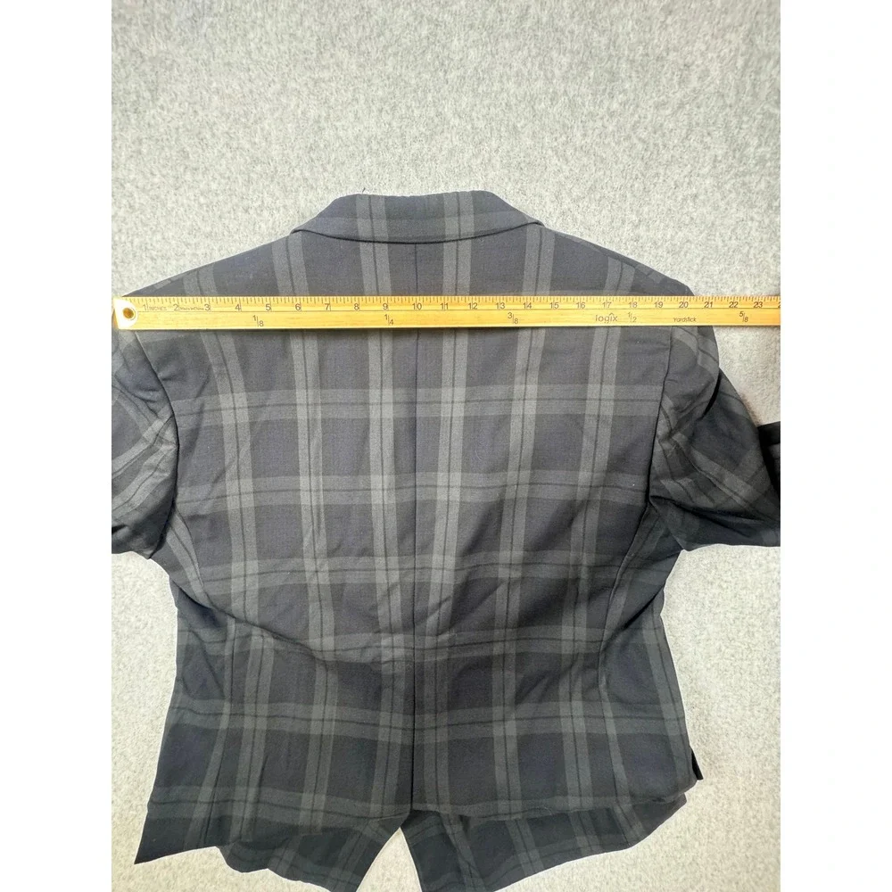 Jos A Bank Mens Plaid Tuxedo Jacket Black Satin Lapel Formal Blazer Wool Blend